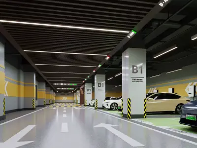 Underground Parking Garage Low-poly 3D model