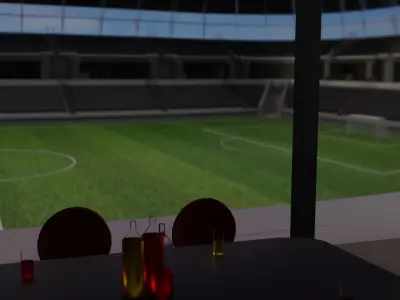 Football Stadium and Interiors Low-poly 3D model
