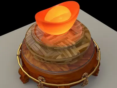 Chinese Gold Ingot  3D model 7