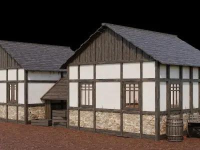 Medieval Village Asset 15 - 4K Textures Game Ready Low-poly 3D model