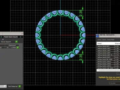 U Shaped Eternity Ring 2 point 3 mm stone size swiss 8 and EU48  3D print model