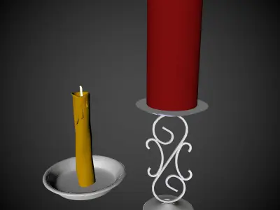 Candles with Holders 3D model