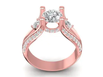 Elegant Diamond Engagement Ring for Women 1696 3D print model