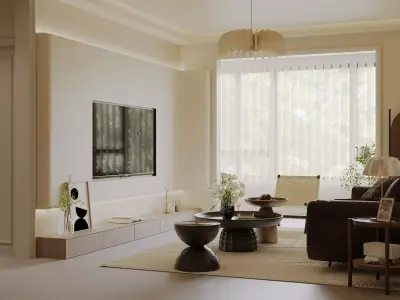 Luxury living room dining room interior scenes 28 3D model