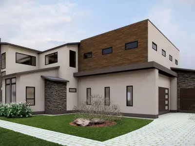 American Ranch Style House with Interiors 3D model