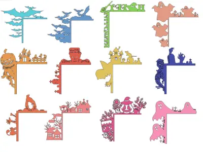 HALLOWEEN DOOR OR WINDOW CORNER SET OF 12 MODELS VOL 8  3D print model