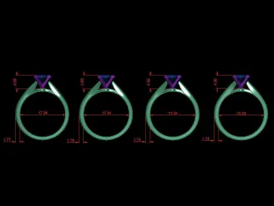 OVAL 0-75-CT 4 Shank width Sizes Quarter Round 3D Model Pack