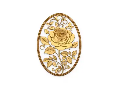 Classic oval carved decor ornament 06 3D model