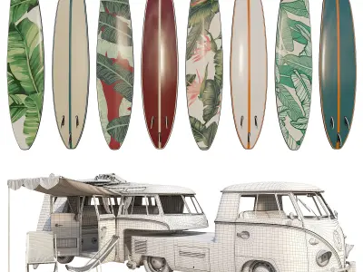 Volkswagen Camper T1 Surfing  3D model