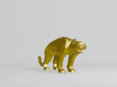 Polygonal Cougar Low-poly 3D model