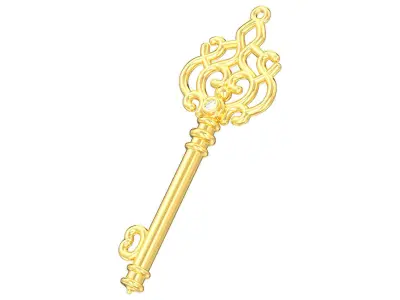 Decorative key pendant with one gemstone 3D print model