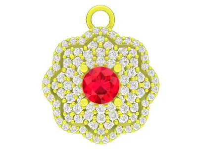 A5453 Luxury Diamond Flower Women Pendant 3D print model