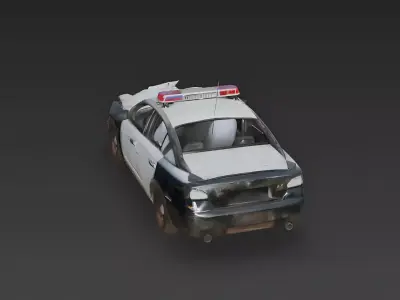 Destroyed Modern Police Interceptor Wreckage 3D Model Low-poly 3D model