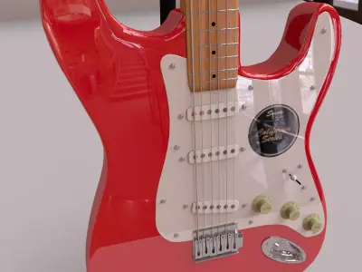 Fender Guitar And Stand 3D model