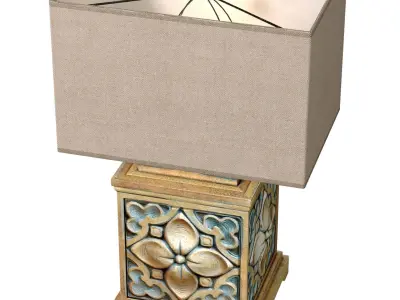 Wood Aged Arabic Oriental Nightstand bedside Eastern Table Lamp 3D model