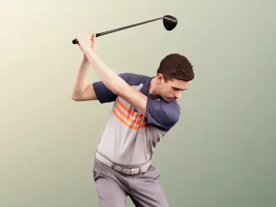 Nolan 11790 - Golfer Player Young Man With Golfbag 3D model