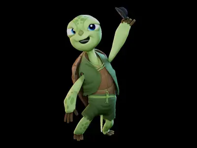 Cartoon Turtle Rigged Low-poly 3D model