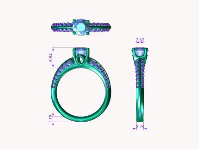 aj-09 solitaire diamond engagement ring gold 3D print model