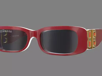 Balenciaga glasses - BB0096S red Low-poly 3D model