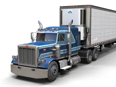 Peterbilt 359 refrigerated van trailer Low-poly 3D model