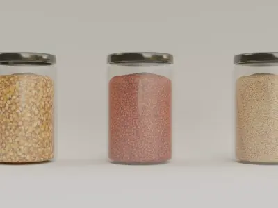 Kitchen jars clear  filled Free 3D model