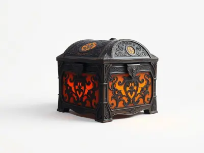 Enchanted Chest with Decorative Patterns and Glow model pack Low-poly 3D model