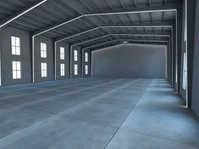 MODEL WAREHOUSE empty with windows 3D model