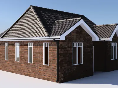 Bungalow house with doors and windows Free 3D model