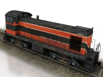 train collection 1 car on tracks Low-poly 3D model