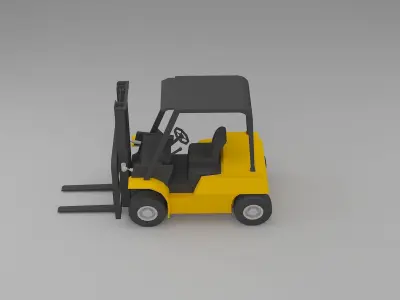 forklift low poly truck Low-poly 3D model