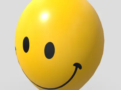 Balloon 4 smiley face Low-poly 3D model