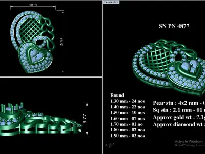 Pendant Earrings combo - 4877 3D print model