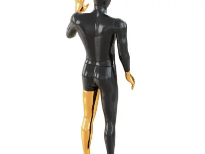 Faceless male mannequin with a gold face 53 3D model