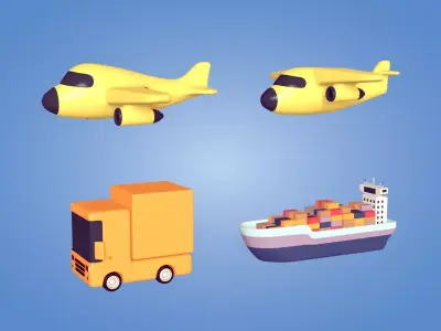 Cartoon Vehicle Transport Pack Low-poly 3D model