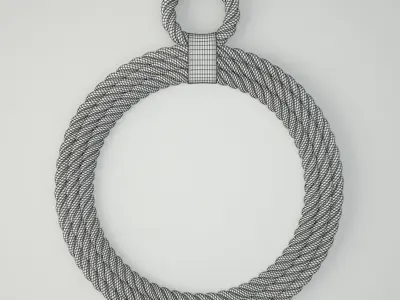 Whitewash Jute Rope Mirror 3D model
