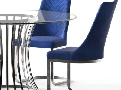 Diamond Sofa Vogue Dinning Chair and Capri Round Table 3D model