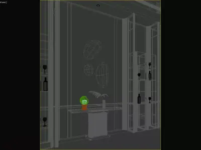 Luxury Foyer with Irregular Mirrors and Marble Console Table 3D model