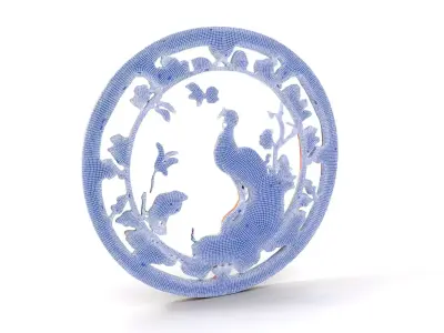 Peacock Porcelain Plate model pack Low-poly 3D model
