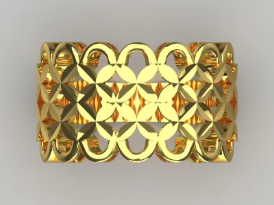  Yellow gold ring with floral design model gr0103 3D print model