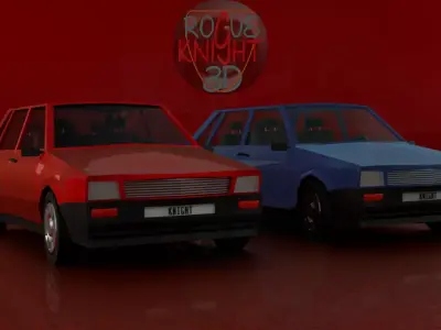 Cars Low-poly 3D model two Low-poly 3D model