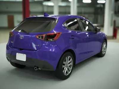 2020 Toyota Yaris XLE 3D Model Animation Rig Low-poly 3D model