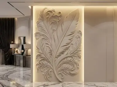 modern panel wall decor set relief stl mural CNC 279 3D model