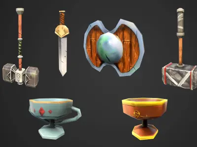 Treasure Chest Kit Low-poly 3D model