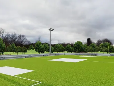 Football ground Low-poly 3D model
