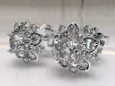 Timothes Diamond Earing 3D JewelryModel Printable 3D ER5 3D print model