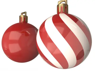 Assorted Christmas Ball Ornament Set Low-poly 3D model
