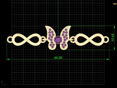 Infinity butterfly links silver  gold jewelry 3D printable model 3D print model