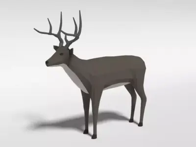 Low Poly Cartoon White-tailed Deer Low-poly 3D model