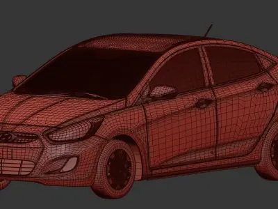 hyundai Accent 2015 Mid-Poly 3D model 3D model