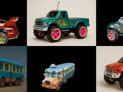 Controled Car bundle 8 pack 100 glb 3D model